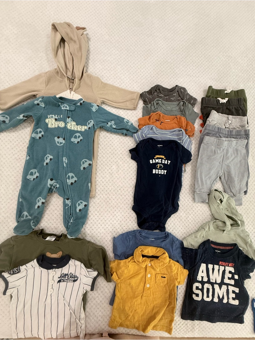 Carter’s Baby Boy Bundle 18 Pieces 3M Bodysuits Pants Sleeper Hoodie